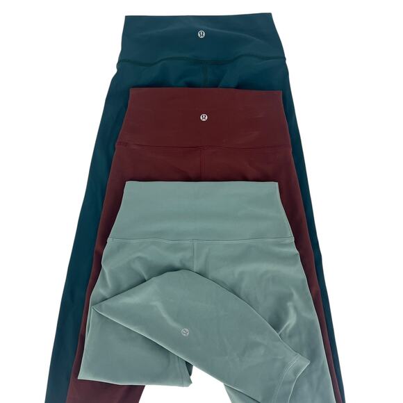 Lululemon Legging Bundle – 3 Pairs (Teal, Red, Light Green) Size 6 - Picture 3 of 14